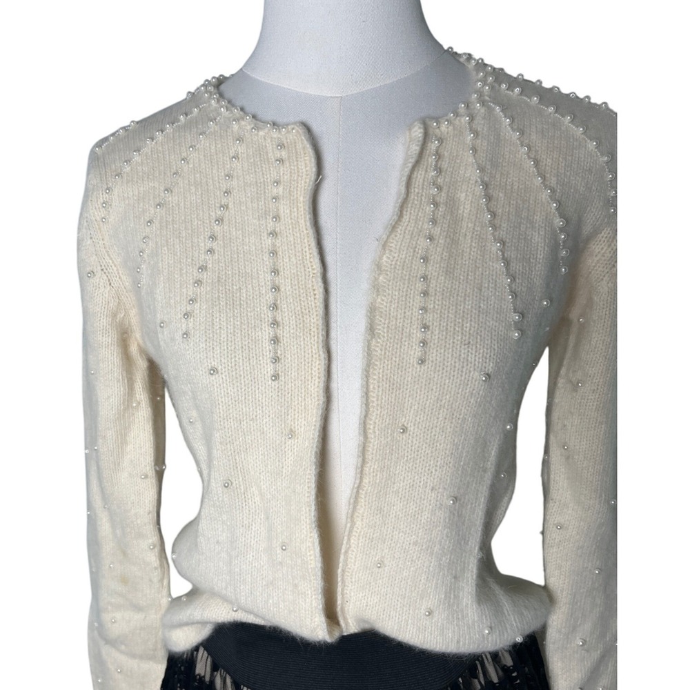 Vintage‎ Pearl Embellished Lambswool Angora Cardigan Braemar Women Small